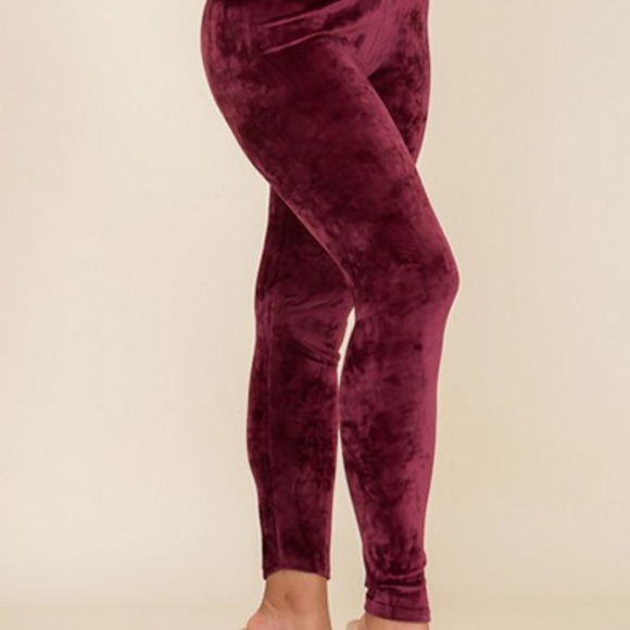 NEW Burgundy Velour Zippered Hoodie Jacket & Legging Set. Fits Size XS to MEDIUM - Picture 4 of 5